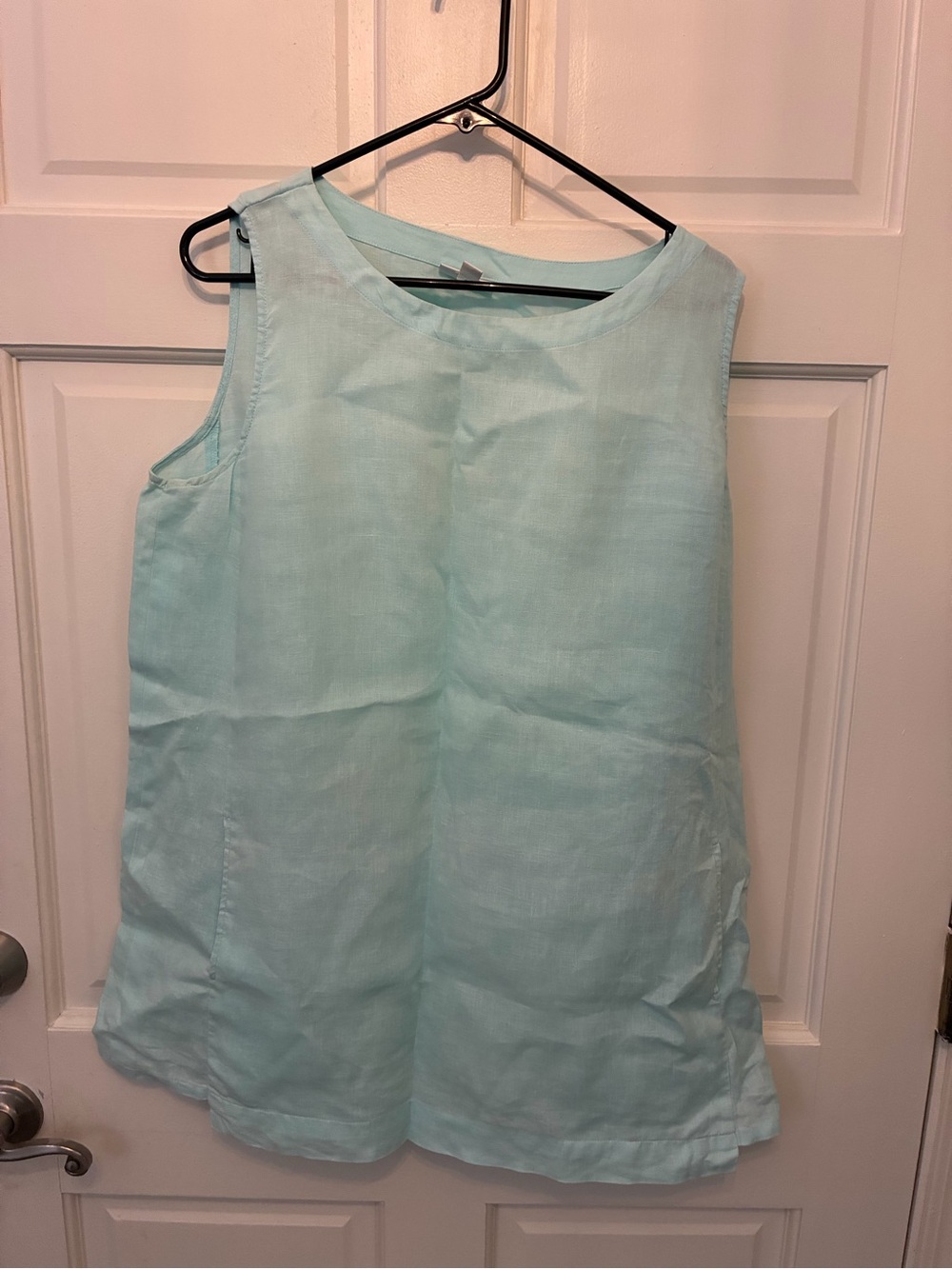 J. Jill Light Aqua Linen-Blend Sleeveless Scoop Tank